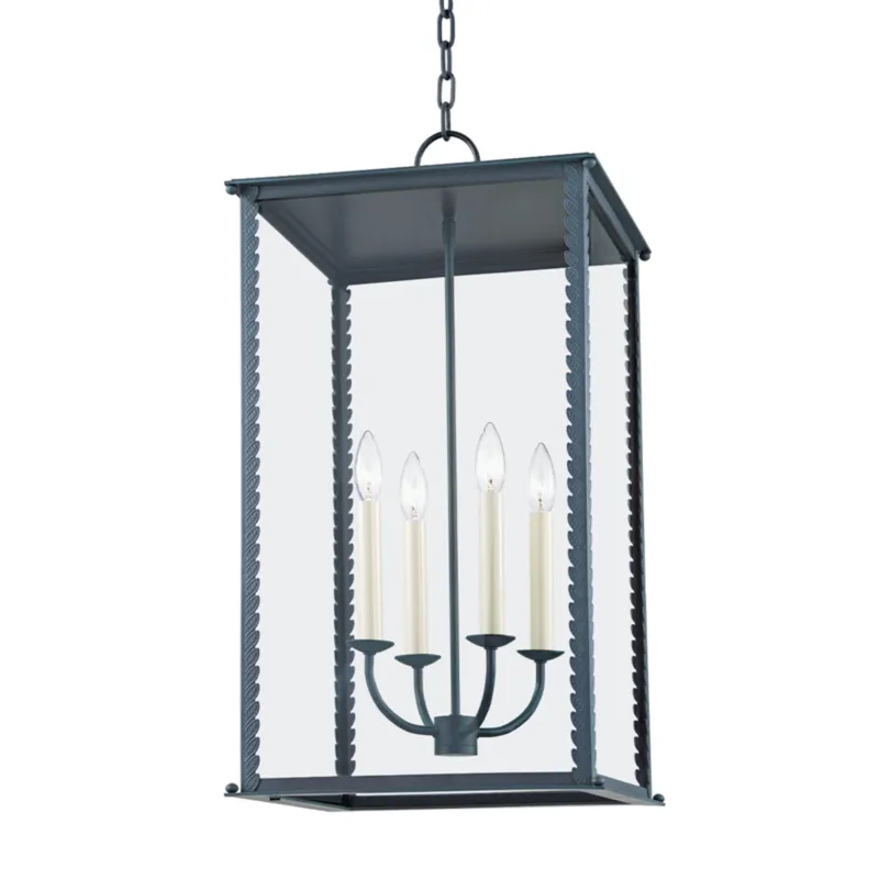 Zuma 4-Light Exterior Pendant in Verdigris 15W x 27H