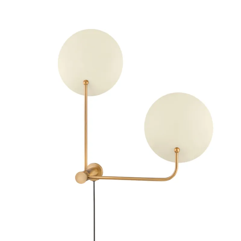 Leif 2-Light Plug-in Sconce in Patina Brass 24W x 41H