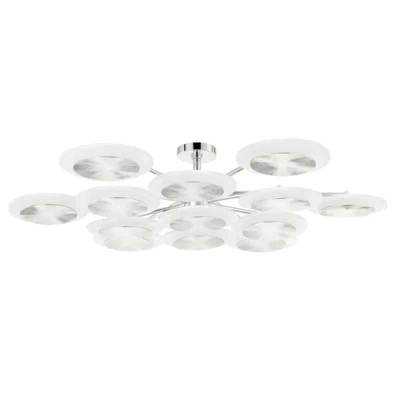 Topaz 13-Light Semi Flush in Polished Nickel 56.75W x 12H