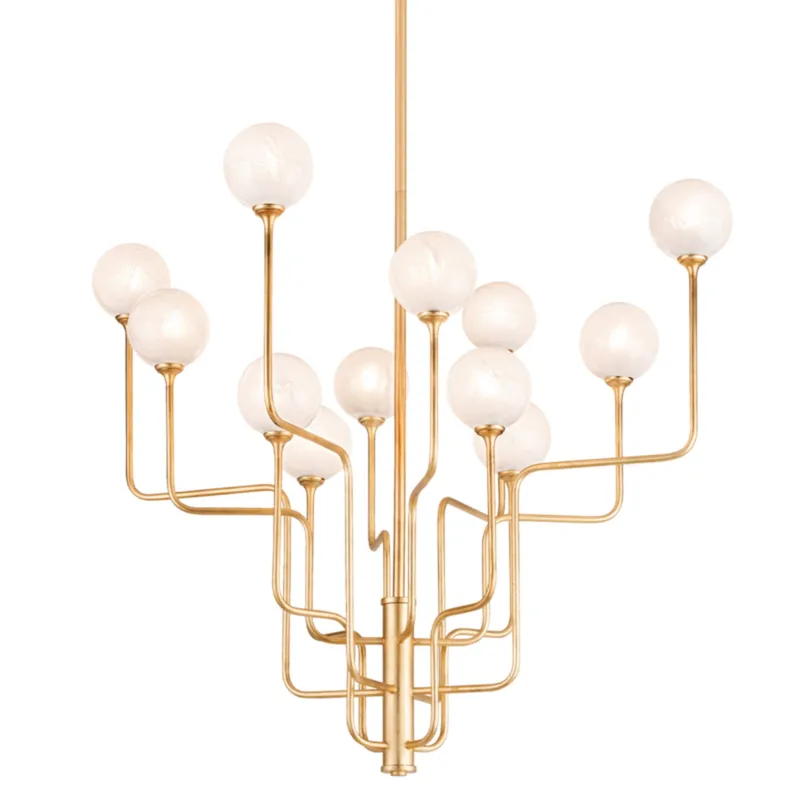 Onyx 12-Light Chandelier in Vintage Gold Leaf 45W x 39H