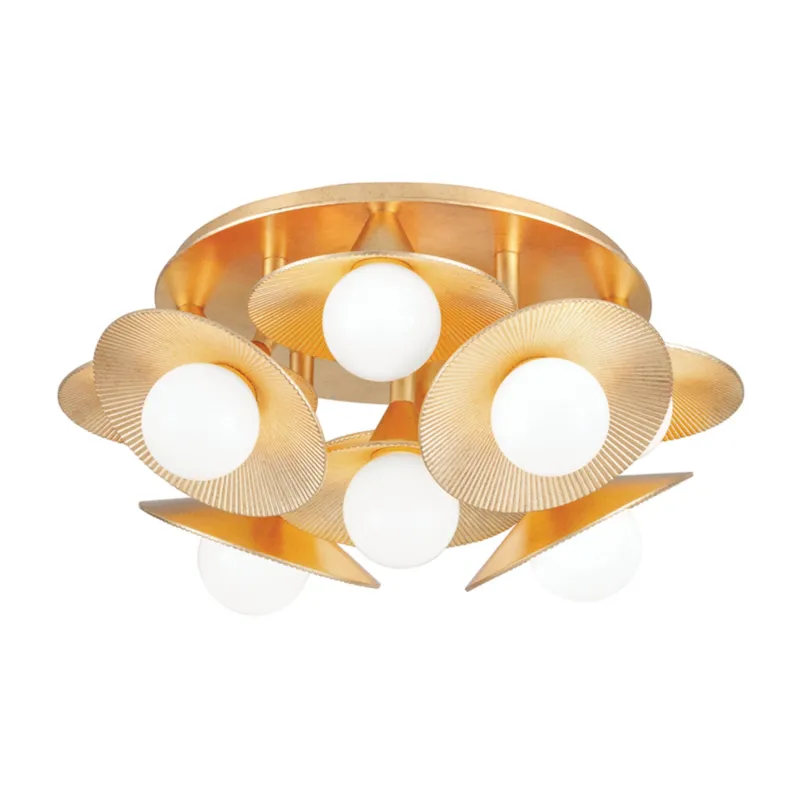Emerald 9-Light Semi Flush in Vintage Gold Leaf 17.75W x 7.75H
