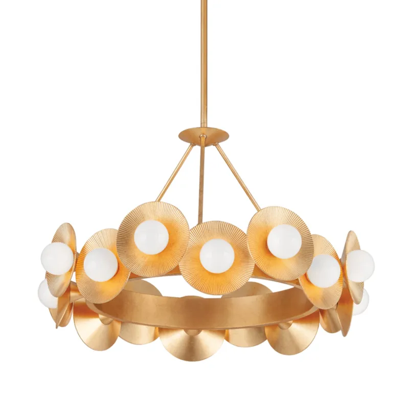 Emerald 16-Light Chandelier in Vintage Gold Leaf 32W x 21H