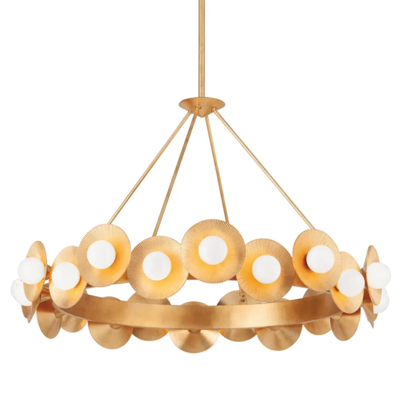 Emerald 22-Light Chandelier in Vintage Gold Leaf 44.5W x 28H