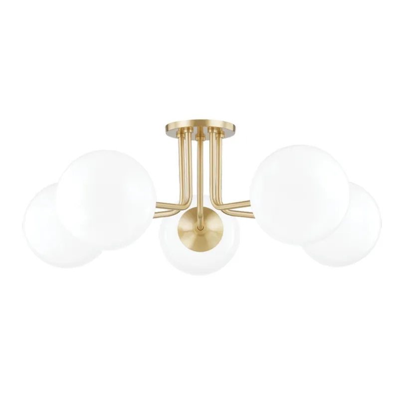 Stella 5-Light Semi Flush in Aged Brass 30W x 10.5H