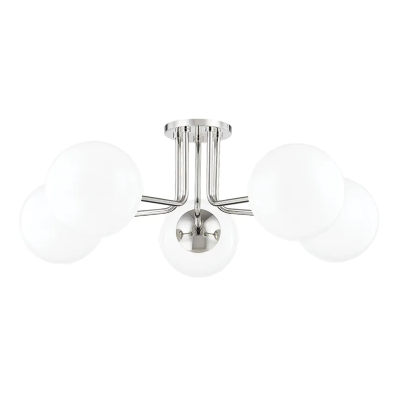 Stella 5-Light Semi Flush in Polished Nickel 30W x 10.5H