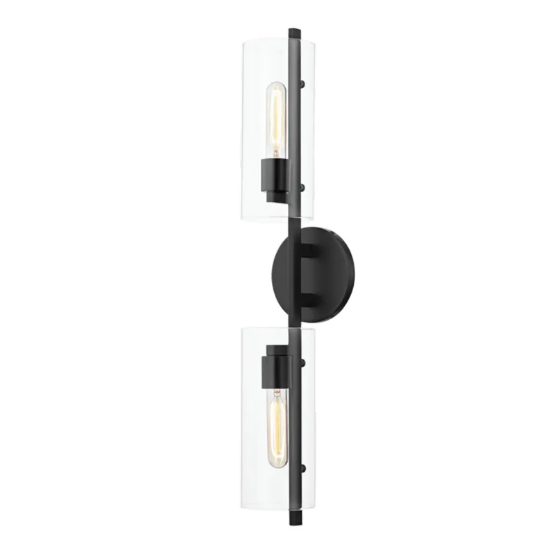 Ariel 2-Light Wall Sconce in Soft Black 5.5W x 28H
