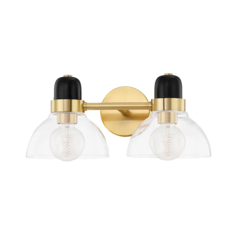 Camile 2-Light Bath and Vanity in Aged Brass 16W x 7H