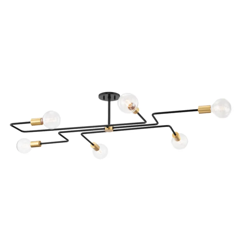 Jena 6-Light Semi Flush in Aged Brass 67.75L x 41W x 10.25H