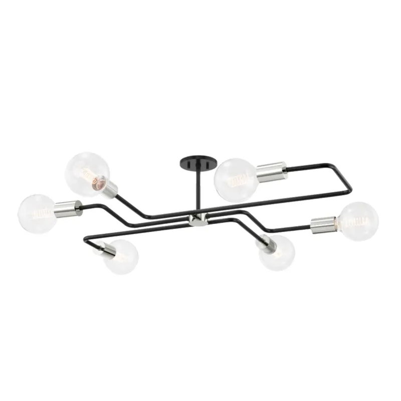 Jena 6-Light Semi Flush in Polished Nickel 40L x 40W x 10.25H