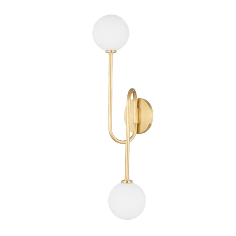 Zani 2-Light Wall Sconce in Aged Brass 8W x 25.5H