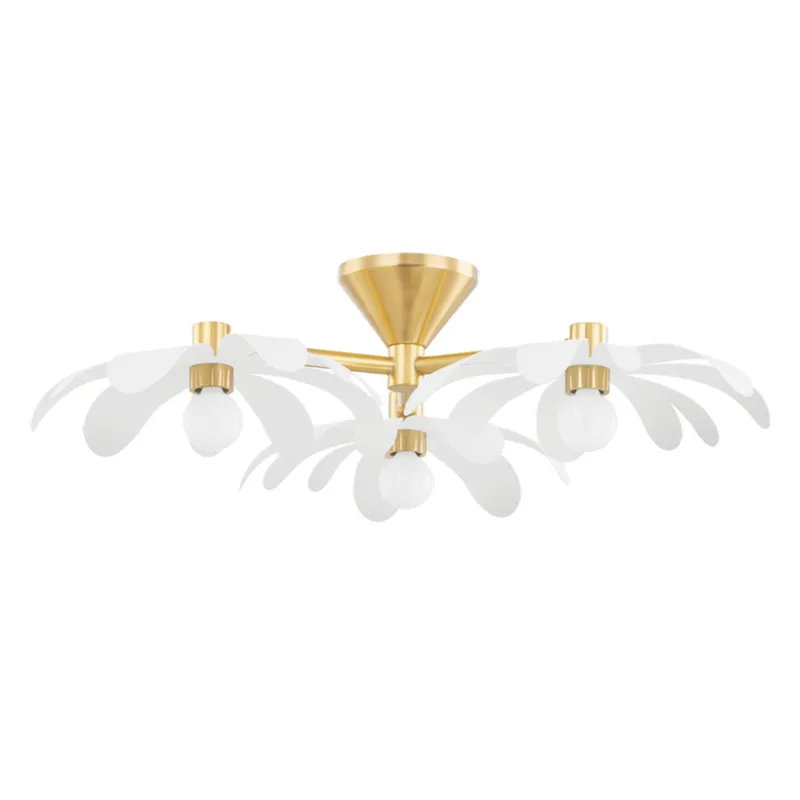 Twiggy 3-Light Semi Flush in Aged Brass by Tali Roth 25W x 7H