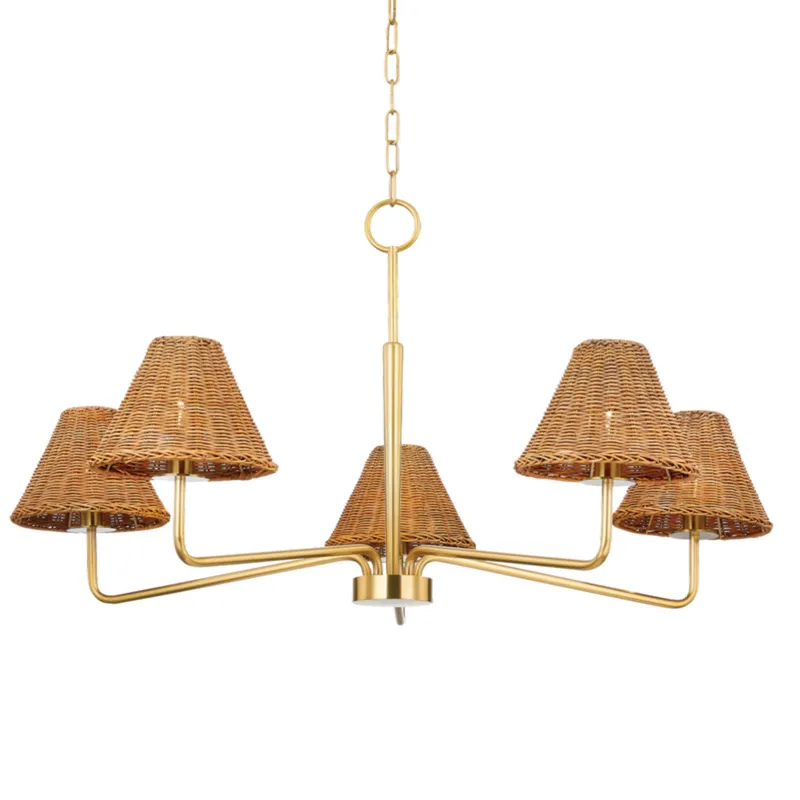 Issa 5-Light Chandelier in Aged Brass by Tali Roth 40W x 20.5H