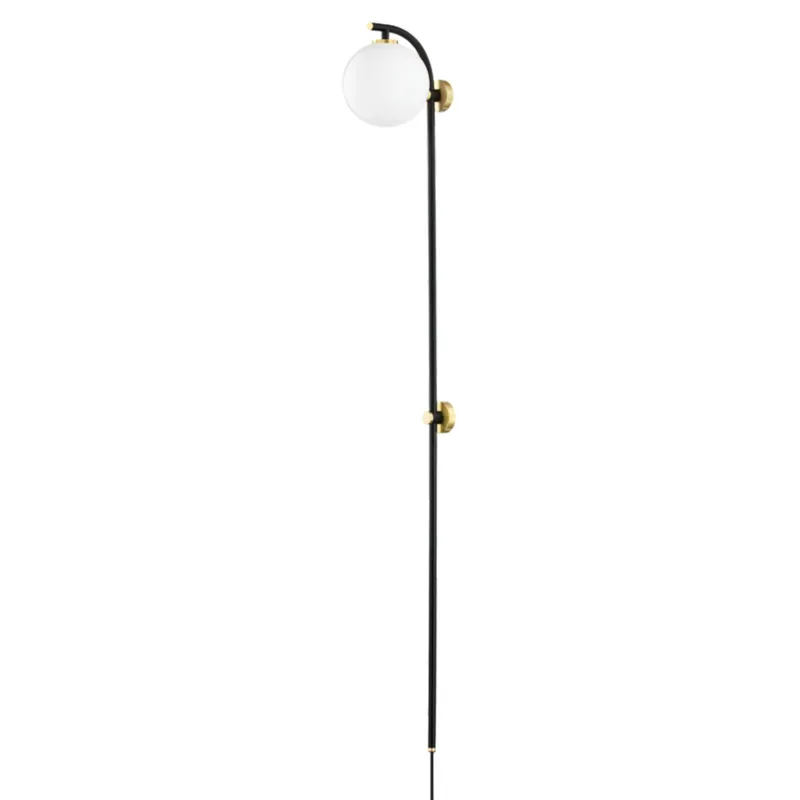 Faye 1-Light Plug-in Sconce in Aged Brass 5W x 43H