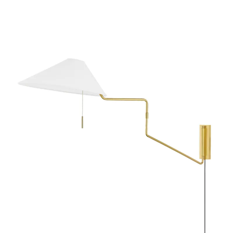 Aisa 1-Light Plug-in Sconce in Aged Brass 11.75W x 22H
