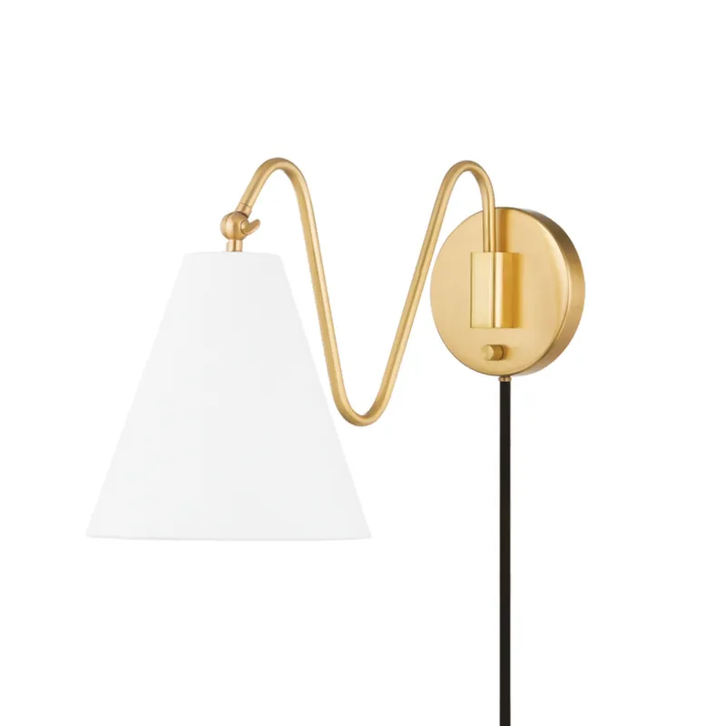 Onda 1-Light Plug-in Sconce in Aged Brass by Tali Roth 9W x 13H
