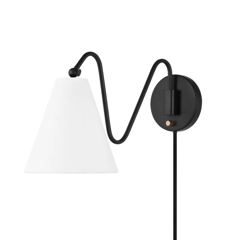 Onda 1-Light Plug-in Sconce in Soft Black by Tali Roth 9W x 13H