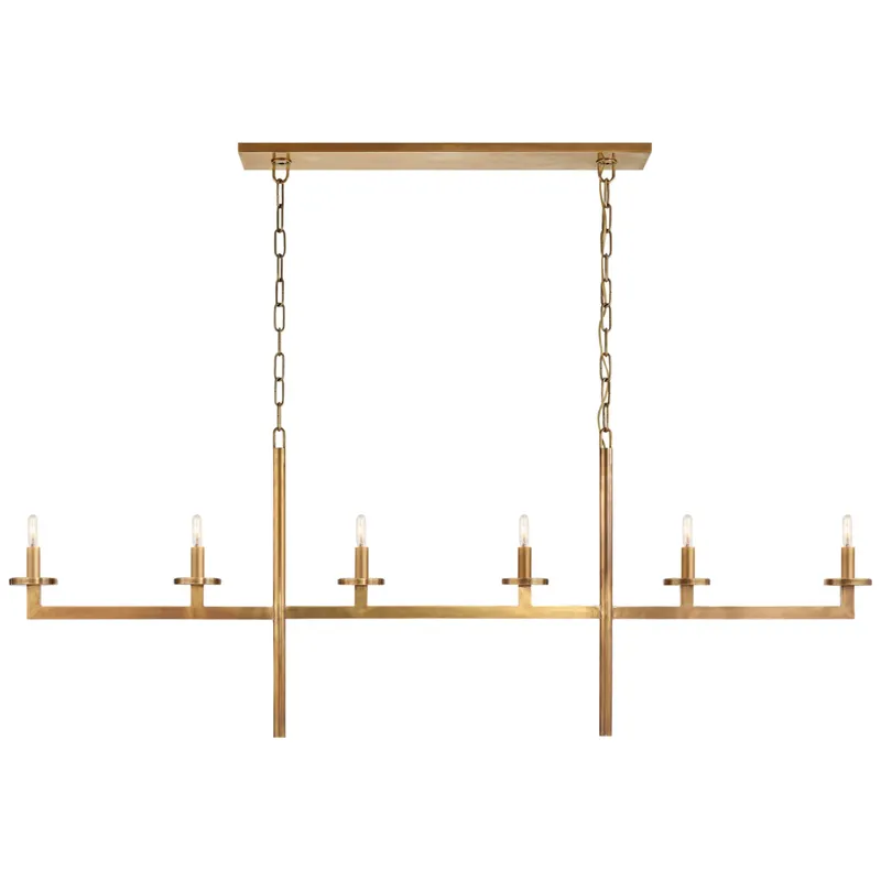 Kelly Wearstler Liaison Large Linear Chandelier in Antique-Burnished Brass Ceiling Light W60" x H22.5"