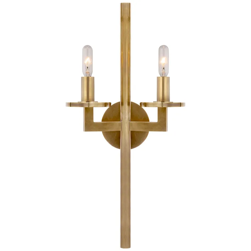Kelly Wearstler Liaison Double Sconce in Antique-Burnished Brass Wall Light W9.5" x H19"