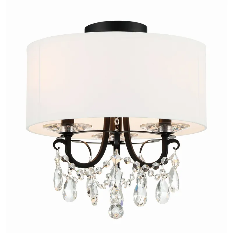 Othello 14'' Matte Black Semi Flush Mount Black 14"W x 15"H x 14"D