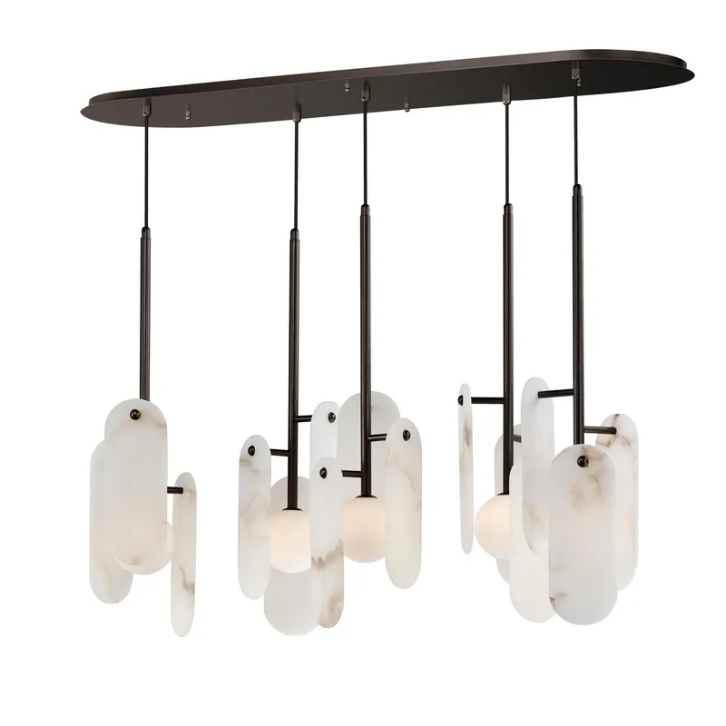 Studio M SM24815WABBZ Megalith 5-Light Pendant Spanish Alabaster in Brushed Bronze by Nina Magon