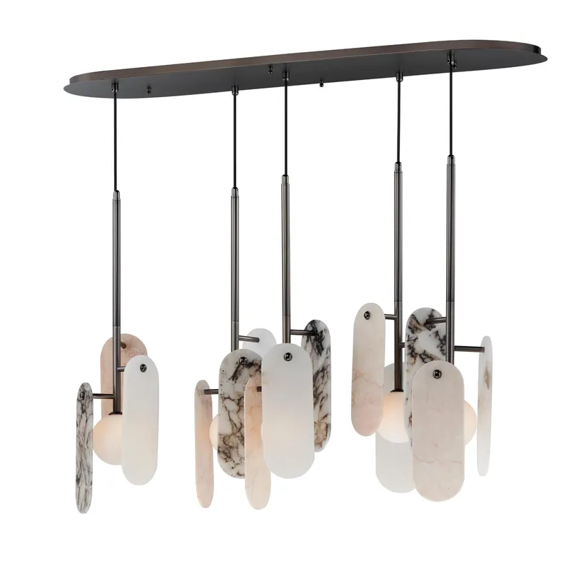 Studio M SM24815VSGM Megalith 5-Light Pendant Various Stone in Gunmetal by Nina Magon