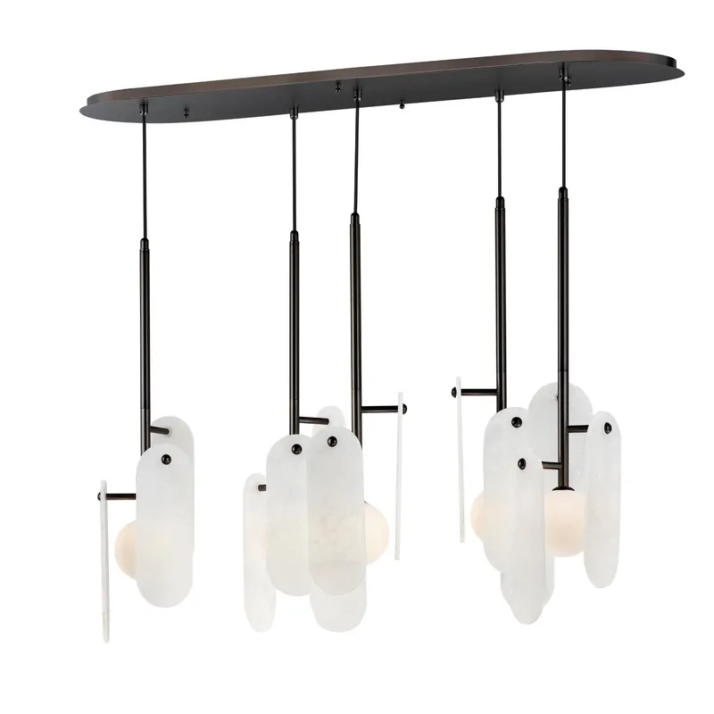 Studio M SM24815OXGM Megalith 5-Light Pendant White Onyx in Gunmetal by Nina Magon