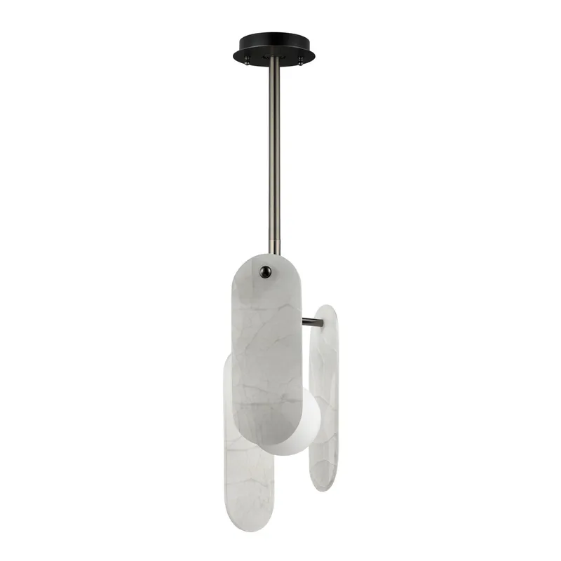 Studio M SM24811OXGM Megalith Single Pendant White Onyx in Gunmetal by Nina Magon