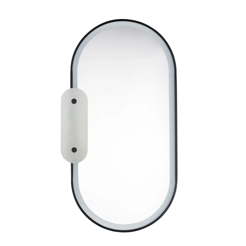 Studio M SM24800WABK Stonewall White Alabaster LED Mirror in Black by Nina Magon