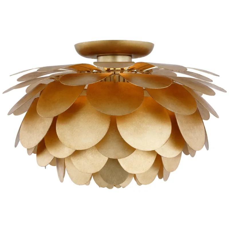 Chapman & Myers Cynara Large Flush Mount in Gild Ceiling Light W17" x H10"