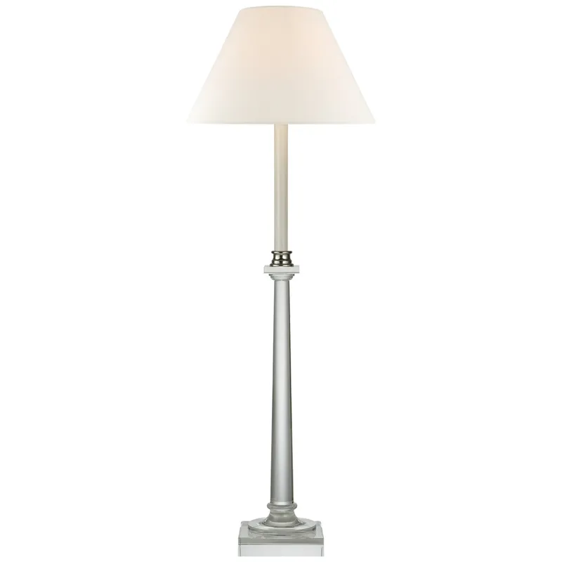 Chapman & Myers Swedish Column Buffet Lamp in Crystal with Linen Shade Table Lamp W11.5" x H34"