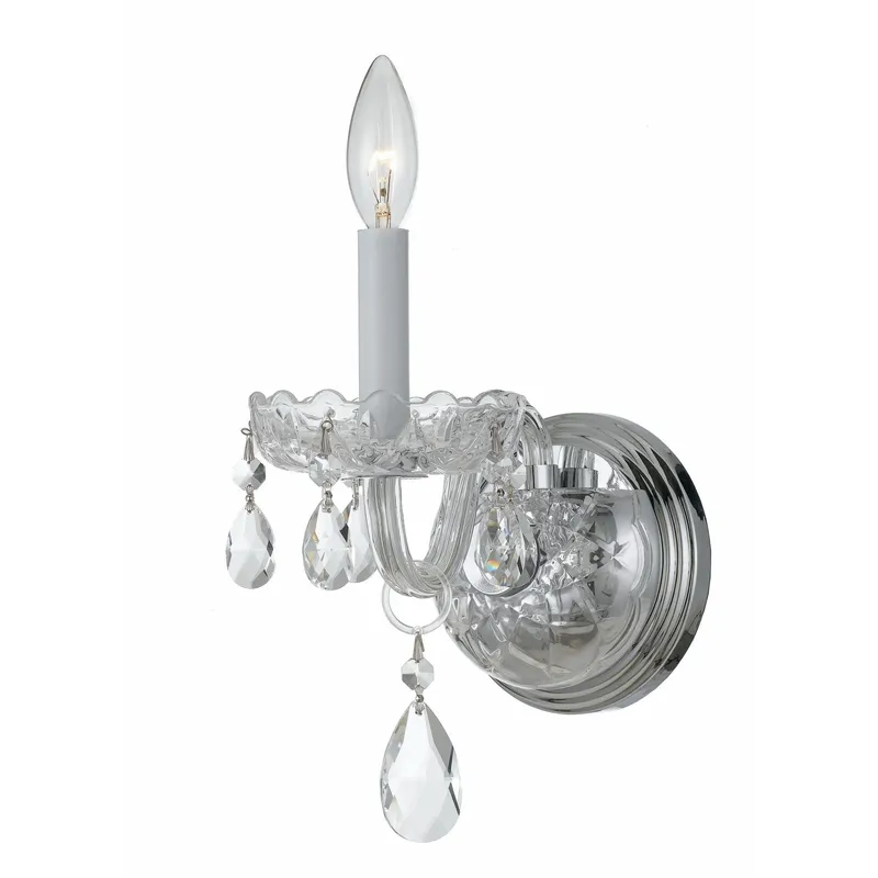 Traditional Crystal 5'' Hand Cut Crystal Polished Chrome Sconce Silver 5"W x 9"H x 8"D