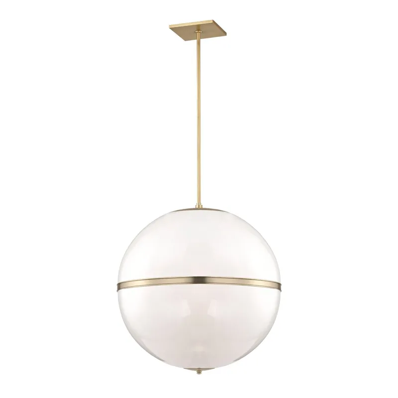 Brian Patrick Flynn Truax 30'' Aged Brass Pendant White 30"W x 32"H x 30"D