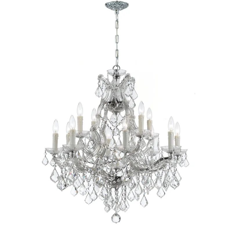 Maria Theresa 28'' Hand Cut Crystal Polished Chrome Chandelier Silver 28"W x 32"H x 28"D