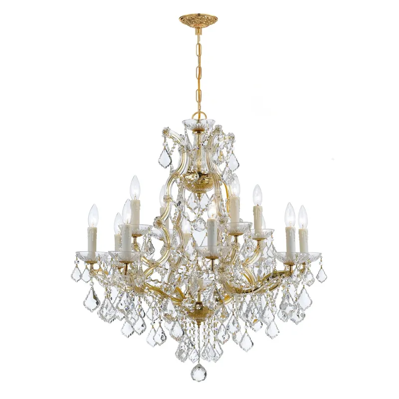 Maria Theresa 28'' Hand Cut Crystal Gold Chandelier Gold 28"W x 32"H x 28"D