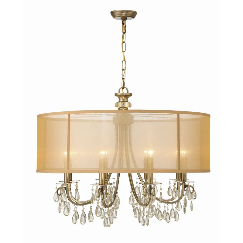 Hampton 32'' Drum Shade Antique Brass Chandelier Gold 32"W x 26"H x 32"D