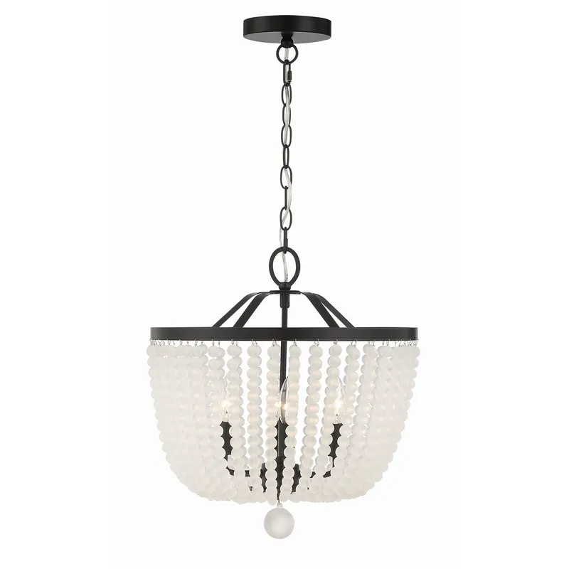 Rylee 16.5'' Matte Black Frosted Beads Chandelier Black 16.5"W x 18"H x 16.5"D