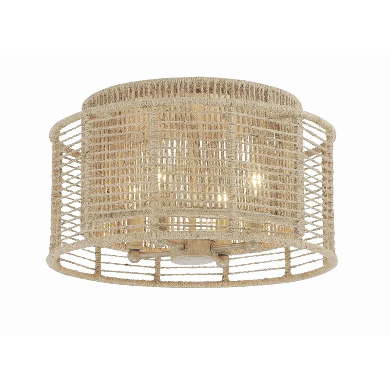 Jayna 15'' Burnished Silver Flush Mount Tan 15"W x 8.75"H x 15"D
