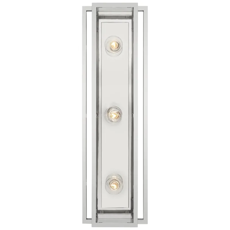 Ian K. Fowler Halle 24" Vanity Light in Polished Nickel with Clear Glass Wall Light W7.25" x H24"