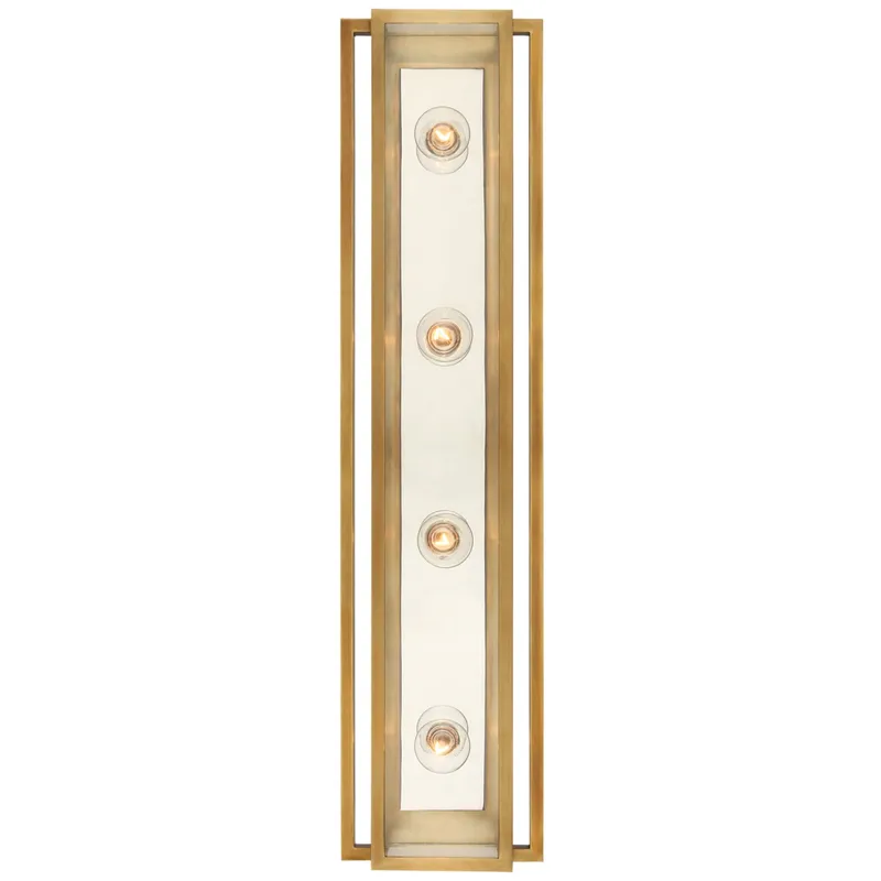Ian K. Fowler Halle 30" Vanity Light in Hand-Rubbed Antique Brass and Polished Nickel with Clear Glass Wall Light W7.25" x H30"