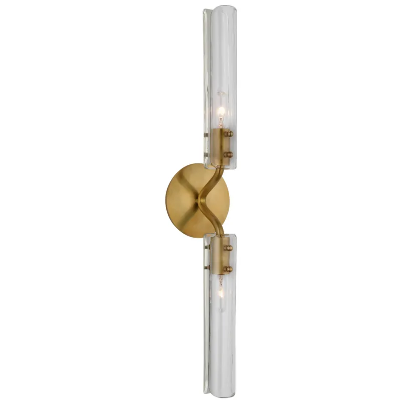 AERIN Casoria 23" Linear Sconce in Hand-Rubbed Antique Brass with Clear Glass Wall Light W4.75" x H23.5"