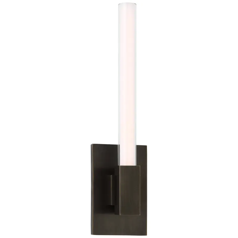 Ian K. Fowler Mafra Small Sconce in Bronze with White Glass Wall Light W3" x H12.75"