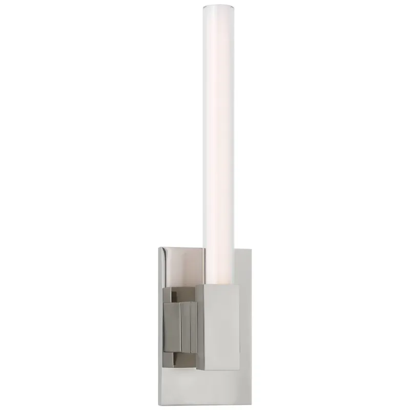Ian K. Fowler Mafra Small Sconce in Polished Nickel with White Glass Wall Light W3" x H12.75"