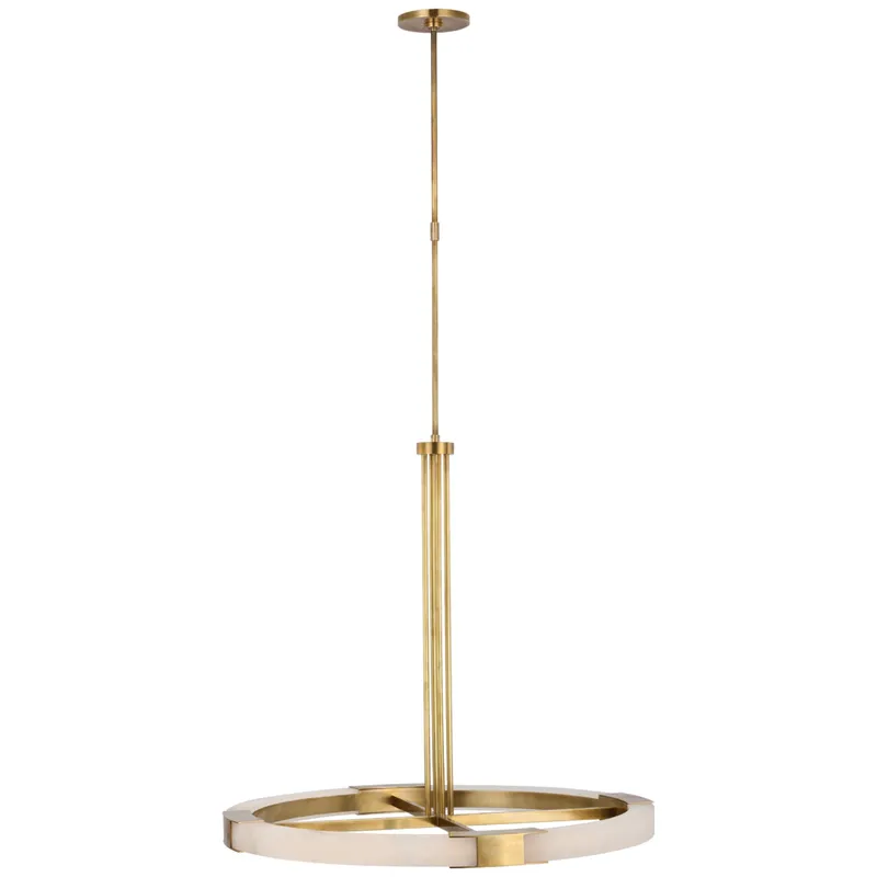 Kelly Wearstler Covet Large Ring Chandelier in Antique-Burnished Brass and Alabaster Ceiling Light W36"