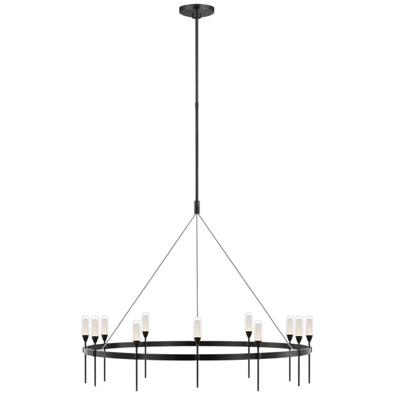Peter Bristol Overture XL Ring Chandelier in Bronze with Clear Glass Ceiling Light W39"