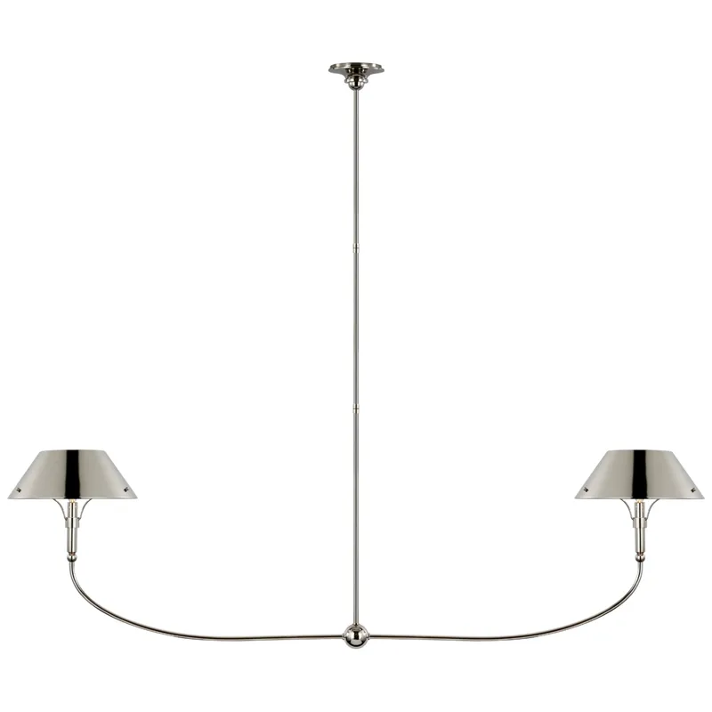 Thomas O'Brien Turlington XL Linear Chandelier in Polished Nickel with Polished Nickel Shade Ceiling Light W68" x 12.5"
