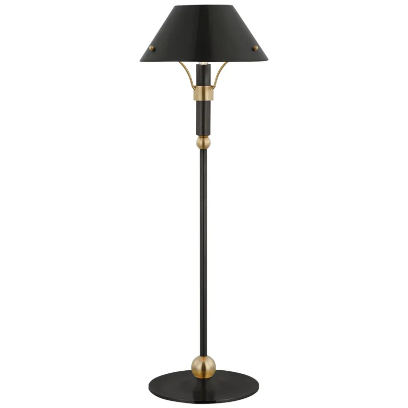 Thomas O'Brien Turlington Medium Table Lamp in Bronze and Hand-Rubbed Antique Brass with Bronze Shade W8.75" x H26.75"