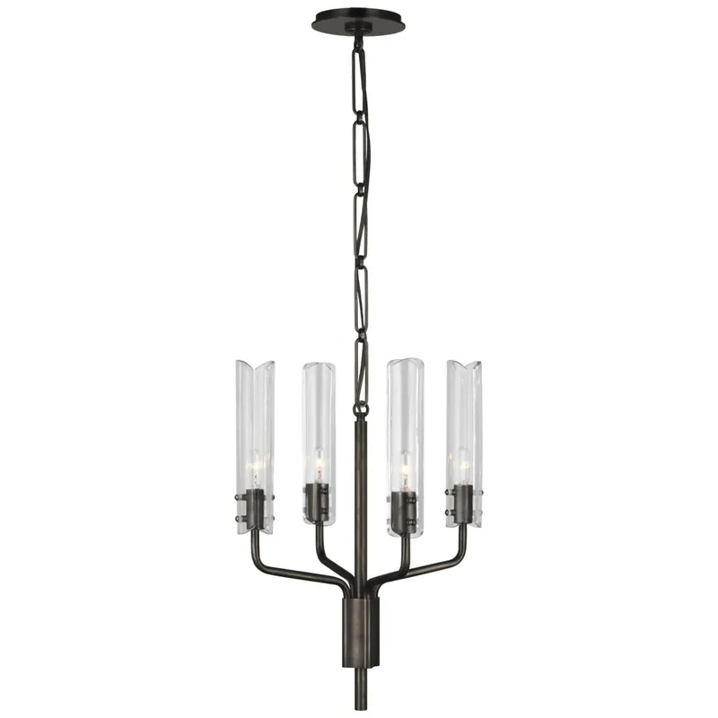 AERIN Casoria Petite Chandelier in Bronze with Clear Glass Ceiling Light W15.25" x H20.5"