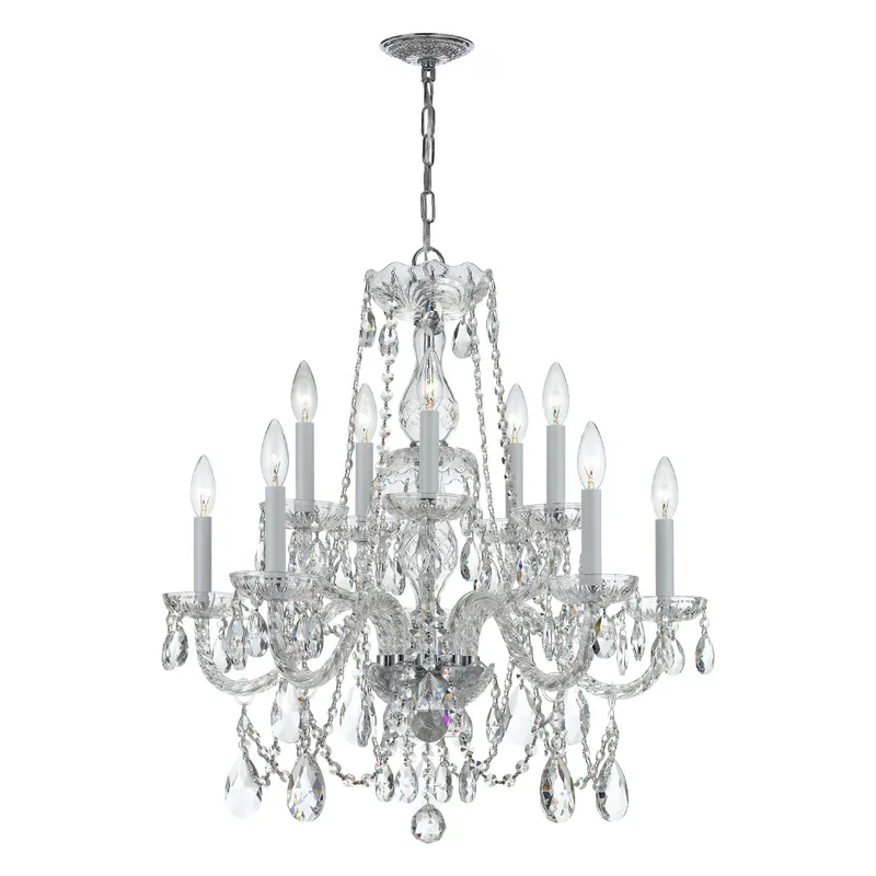 Traditional Crystal 26'' Hand Cut Crystal Polished Chrome Chandelier Silver 26"W x 26"H x 26"D