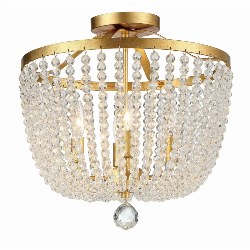 Rylee 16.5'' Antique Gold Semi Flush Mount Gold 16.5"W x 16.5"H x 16.5"D