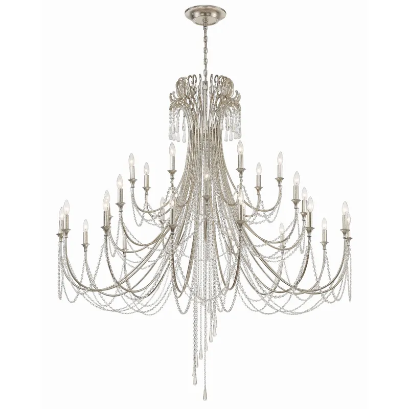 Arcadia 61'' Antique Silver Chandelier Silver 61"W x 71.5"H x 61"D